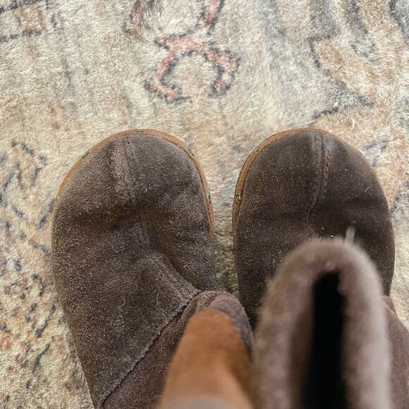 Crocs Brown Patchwork Suede Leather Studded Cobbler Boots Kid's Size 10-11C EUC - Picture 9 of 9